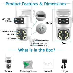 2MP 무선 WiFi 태양 광 발전 패널 IP PTZ 카메라 Eseecloud 360 듀얼 렌즈 4K 실외 WiFi 보안 CCTV 태양 광 카메라 - Product Image 2