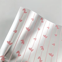 Papier d'emballage pour bouquet en carton argenté recyclable, motif nœud d'amour, épais, pour fleurs, 5 feuilles/sac, DIY floral