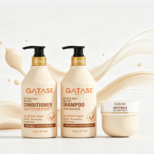 Champú, Acondicionador y Mascarilla Capilar de Leche de Avena para Hidratación Diaria, Set de 3 Piezas, Hidratación Suave para Cuero Cabelludo Sensible, Sin Sulfatos, Venta al Por Mayor OEM - Product Image 1