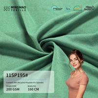 Tela de punto de jersey sencillo, tejido en trama, para ropa deportiva, suave y elástica, 200 GSM, 94% poliéster reciclado, 6% elastano, hecha a medida.