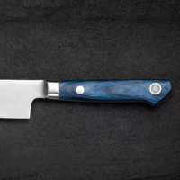 Couteau de chef Telstar CK-587 en acier inoxydable AUS8 Kiritsuke avec manche en bois de Pakka bleu pleine longueur, dureté 59-60HRC, écologique