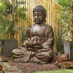 BLVE 야외 장식 구리 금속 종교 불교 동상 실물 크기 청동 황동 앉아 부처 조각