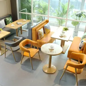 Bangku Sofa restoran dengan set meja, tempat duduk kayu kafe sisi ganda tunggal