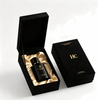 Boîte à parfum carrée rigide de luxe 50 ml en papier kraft brun avec poignée, emballage cadeau cosmétique jetable recyclé à tiroir pour échantillons