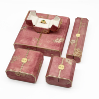 Boîte à bijoux de luxe en cuir, série Fleur Rose Impériale, avec double porte, pour colliers et pendentifs, coffret cadeau