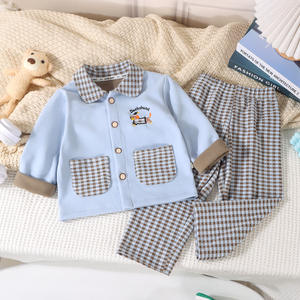 Pyjamas pour enfants pour l'automne et l'hiver nouveaux vêtements de maison à carreaux en <span class=keywords><strong>velours</strong></span> givré pour garçons et filles pour 0-9 ans ensemble deux pièces - Product Image 1
