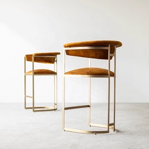 كرسي طعام عصري بتصميم بوكليه مع أرجل من الفولاذ المقاوم للصدأ ومسند ظهر من القماش، كرسي عالي مخصص للفنادق والأماكن التجارية - Product Image 6