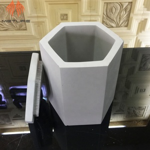 Pot gris hexagonal en béton avec <span class=keywords><strong>couvercle</strong></span>, logo personnalisé, grand, usage pour le rangement ou la porte-bougie - Product Image 4