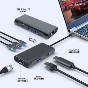 Station d'accueil 6 ports OEM ODM Type-C vers HDMI <span class=keywords><strong>DisplayPort</strong></span> <span class=keywords><strong>RJ45</strong></span> PD 100W USB 3.0 Hub Boîtier en alliage d'aluminium 6 en 1 Hub USB-C - Product Image 2