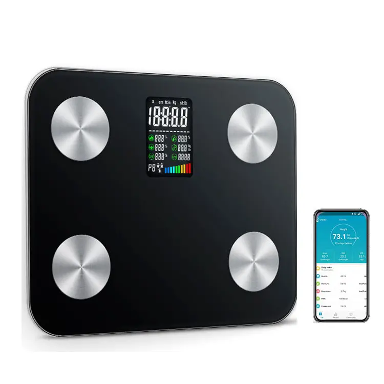 ห้องน้ําดิจิตอลส่วนบุคคลเครื่องชั่ง BMI น้ําหนักอัจฉริยะเครื่องชั่งน้ําหนักไขมันในร่างกาย Bluetooth พร้อมเครื่องชั่งไขมันในร่างกาย BMI แบบ Bluetooth