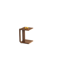 Table basse en bois massif en forme de C, design moderne, table d'appoint portable pour le salon