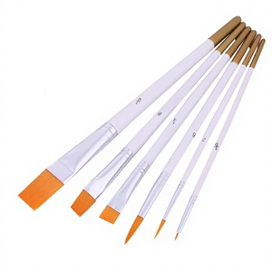 Lot de 6 <span class=keywords><strong>pinceaux</strong></span> de peinture à l'huile transfrontaliers, poils en nylon, manches blancs, viroles dorées, pour <span class=keywords><strong>aquarelle</strong></span> et acrylique, TZ08 Chine - Product Image 1