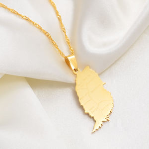 Collier pendentif carte de l'île de Grenade pour femmes, argent/or, bijoux des î<span class=keywords><strong>les</strong></span> des vents, acier inoxydable pour <span class=keywords><strong>les</strong></span> mariages # 122821 - Product Image 4