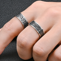 316L Edelstahlring mit geometrischer Gravur, Öltropfen-Design, Jesus-Motiv, schwarz gunmetal-plattiert, modischer, vielseitiger Schmuck, Großhandel