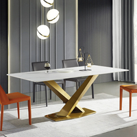 Table à manger rectangulaire moderne en roche, style luxe léger, pour la maison, table et chaises de salle à manger haut de gamme pour le loisir