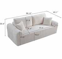Sofá Modular Seccional Sin Estructura de 86.6 Pulgadas, Extra Grande, Sin Resortes, Asientos Profundos, No Requiere Montaje, Ideal para Villas y Escuelas