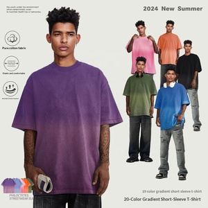 Camiseta Oversize de Algodón Puro Transpirable de Manga Corta para Hombre y Mujer, Estilo Retro Lavado, con Estampado de <span class=keywords><strong>Mono</strong></span> Degradado, Top de Moda Transfronterizo - Product Image 3