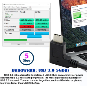 <span class=keywords><strong>สาย</strong></span>เคเบิลข้อมูล USB 3.1 USB-C แบบพลิกกลับได้ มุมขวา 90 องศา สำหรับแท็บเล็ตและโทรศัพท์มือถือ (30 ซม.) - Product Image 2