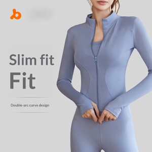 Veste de sport Juyitang printemps-automne à manches longues, coupe ajustée, haute élasticité, anti-transpiration, pour la course, le fitness et le yoga, haut pour femme - Product Image 2