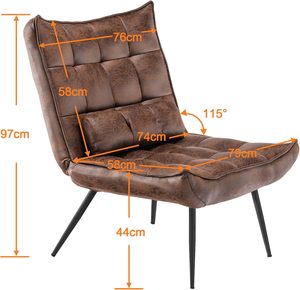 Chaise longue de lecture moderne rétro vintage chaise rembourrée coussin de taille chaise <span class=keywords><strong>inclinable</strong></span> pour le salon - Product Image 2