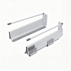 Sistema de cierre de cajones de metal plateado blanco para cocina con barra redonda - Product Image 1