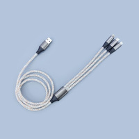 Câble de données multi-têtes USB 3-en-1 en cuivre étamé Type-C Micro USB pour lampe d'ambiance de voiture, lumière magique RVB à dégradé, charge rapide 6A
