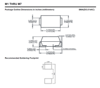 Diode redresseuse générale SMD M7 M7G 1N4007 1000V 1A 1.1V (DO-214AC) -55°C à +150°C 100% Originale et Traceable Code de lot