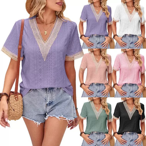 Camiseta de Verano de Manga Corta para Mujer, Venta al por Mayor de Fábrica, Bordado Vintage, Talla Grande, 100% Algodón, Largo Medio, para Actividades al Aire Libre - Product Image 2