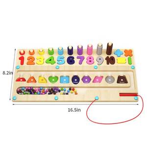 Tavola Montessori 4 in 1 in Legno per Matematica, Controllo della Penna, Conteggio Numerico, Cattura Pesci, Aritmetica e Logica - Ausilio Didattico Montessori - Product Image 4