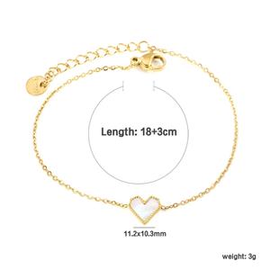 Wholesale Customizable 18 k Gold Plated Stainless Steel Shell Fashion Colorful <b>Love</b> Heart Bracelet Women Jewelry Charm Bracelet - Product Image 4