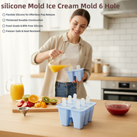 Moule à glaces en silicone personnalisé OEM ODM avec logo, qualité alimentaire, sans BPA, 6 cavités, moules à barres, moule à crème glacée