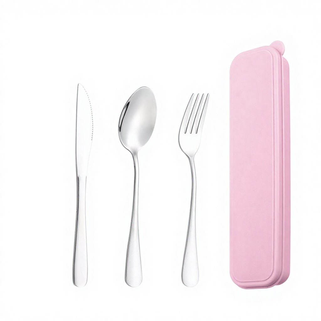 Nordic four-color pink knife fork spoon set