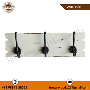 Gancho de pared decorativo hecho a mano de madera Venta caliente Ganchos de pared de madera blanca personalizados para compradores mayoristas a un gran precio hoy - Product Image 2