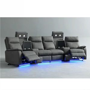 Sillones Reclinables Eléctricos de Microfibra <span class=keywords><strong>Manwah</strong></span> para Cine en Casa con Portavasos y Almacenamiento, Muebles Ligeros para Cine en Casa - Product Image 1