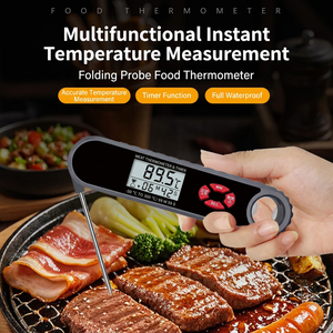 Thermomètre alimentaire numérique étanche avec sonde en acier inoxydable, corps en ABS, écran LCD pour cuisine, barbecue et cuisson - Product Image 2