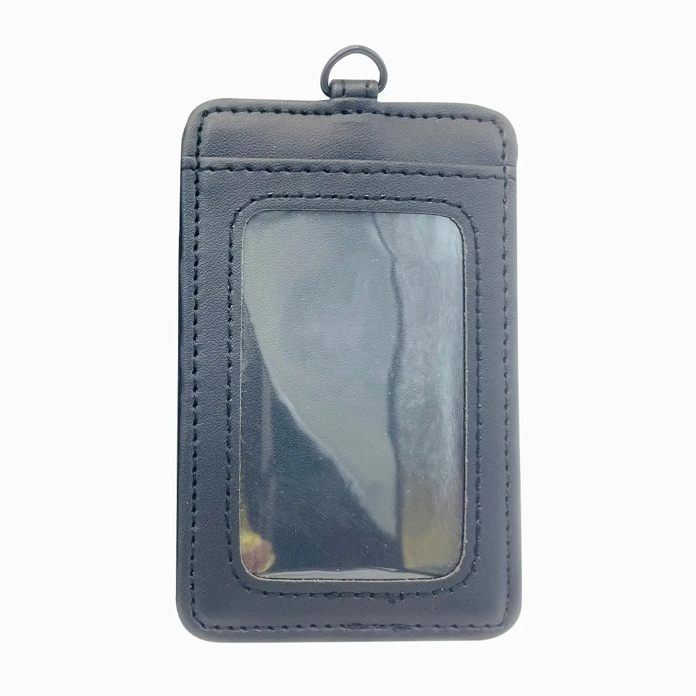 Custom Premium Waterproof Trade Show Leather Badge Holder PU Name ID Card Holder For Office Student FBI