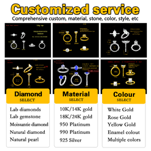 Anillos de moda de oro blanco macizo de 18K, 14K, 10K personalizados con diamantes cultivados en laboratorio DEF VVS, anillos de boda hechos a mano, juego para parejas, uso diario. - Product Image 6