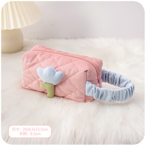 Nouvelle Trousse de Toilette de Voyage en Velours Côtelé Mignonne, Organisateur de Soins de la Peau Brodé, Grande Capacité Matelassée 2024, Personnalisable pour Filles - Product Image 6