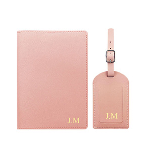 Ensemble porte-passeport et étiquette de bagage en cuir PU, étui de protection pour passeport, portefeuille de luxe fin pour hommes et femmes - Product Image 1