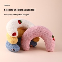 Oreiller en peluche en forme de U pour animaux de compagnie jouet pour chat à motif solide et Protection de la colonne cervicale pour les fournitures de chat de chiot de sommeil profond