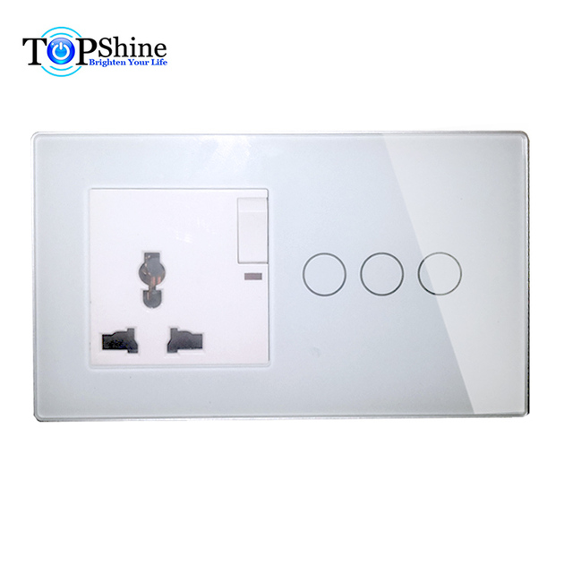 Topshine 147 Type Modularized Multi-function 1 to 4 Gang Smart Touch Switches with Universal Power Socket Outlet