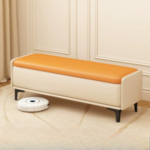 Banco tapizado con patas de metal, banco otomano rectangular acolchado para dormitorio, entrada, comedor - Product Image 1