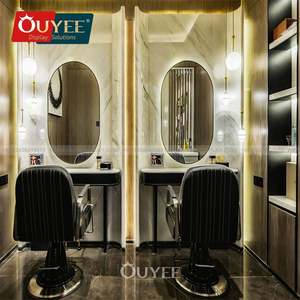 Miroirs de salon de coiffure de luxe personnalisés haut de gamme avec lumières Mobilier de salon de coiffure Station de miroir double face pour salon de coiffure - Product Image 5