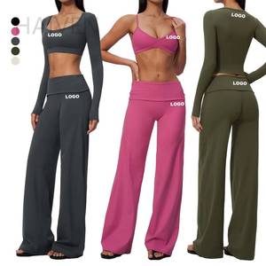 Ensemble de yoga OEM pour femme : Soutien-gorge de sport ajusté personnalisé à manches longues et pantalon taille haute respirant à haute élasticité - Product Image 1