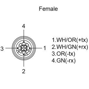 Cat5e 2x2x24 AWG xoắn cặp cáp Ethernet với đôi đầu M12 4-core nữ để RJ45 nam nối - Product Image 4