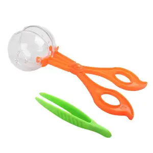 Plastic Scissor Clamp with Transparent Ball + 1PCS Tweezers Nature Exploration Toy Insect Study Tool for Kids Children Gift
