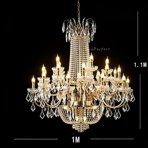 Lustre en fer électroplaqué et cristal pour décoration de mariage, lustres dorés et argentés pour plafond décoratif - Product Image 5