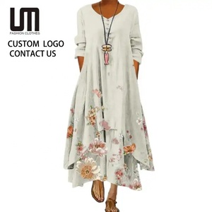 Đầm maxi dáng suông cổ tròn in hoa nữ thời trang Liu Ming bán buôn sản phẩm mới - Product Image 1