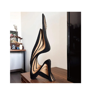 Chêne Paramétrique Abstrait Bois Sculpture Art Déco Style Nature Morte Motif <span class=keywords><strong>Table</strong></span> Top - Product Image 3
