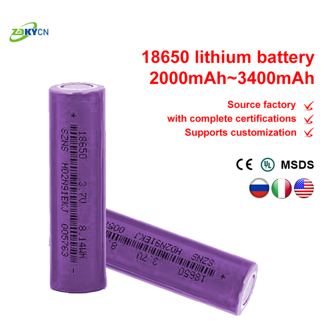 Long Cycle 18650 3.6V Cylindrical Lithium Ion Rechargeable Battery 2600mah-3500mah Models Available